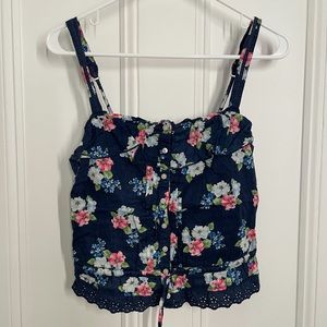 Navy Blue Gilly Hicks Floral Tank Top